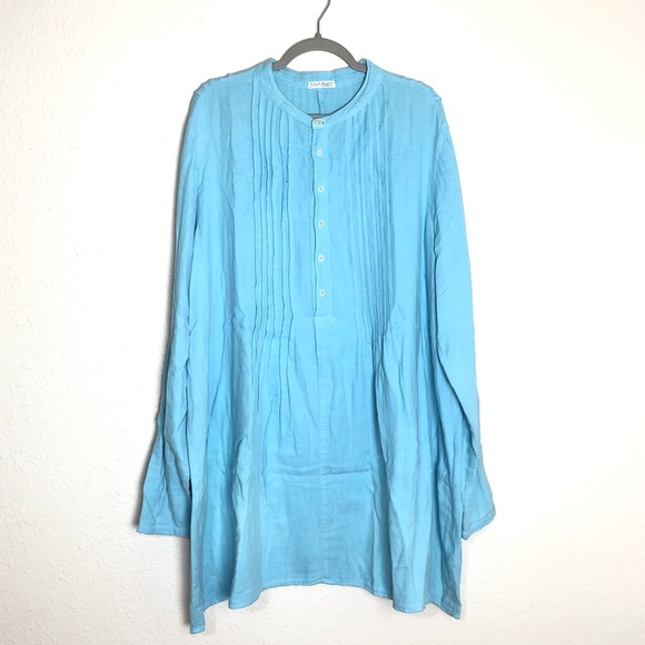 Free People x CP Shades Yoko Tunic long sleeve tunic dress in blue Sz L - Picture 3 of 16